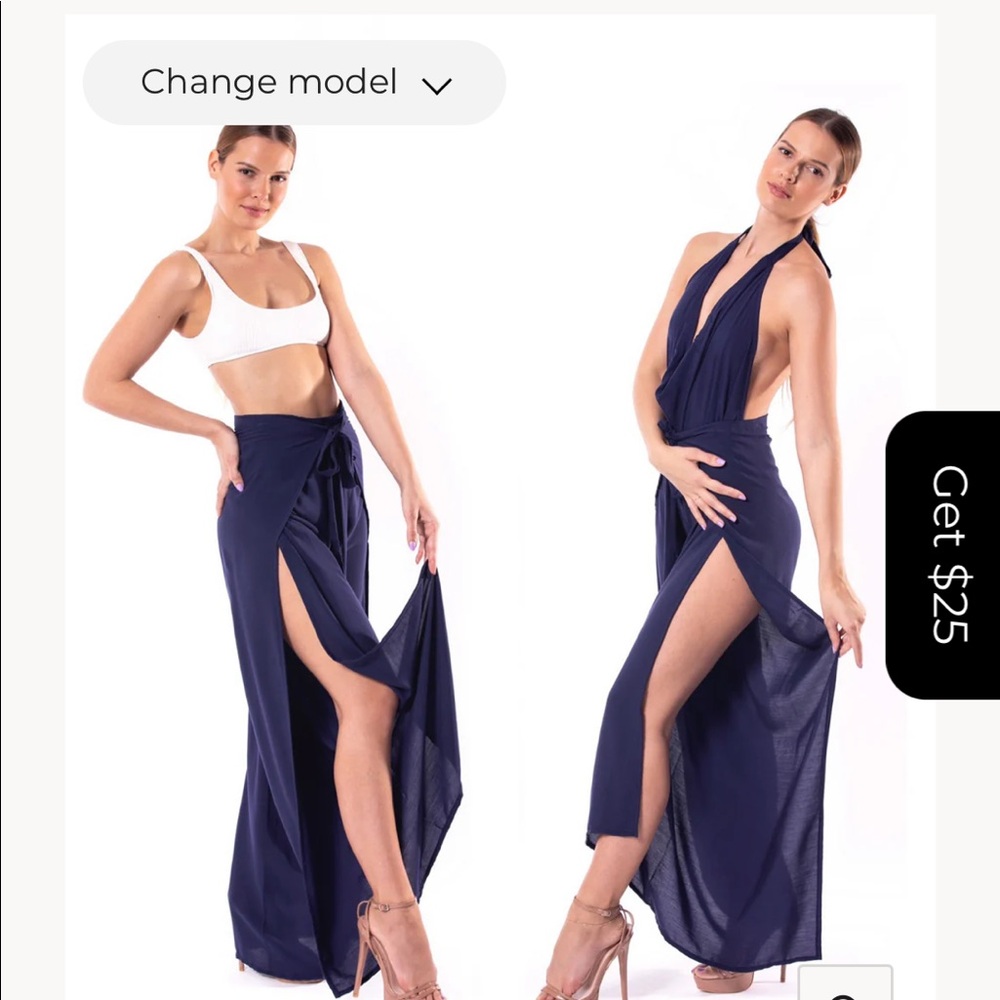 Baliwear Pant to Jumpsuit in Navy Blue Rayon